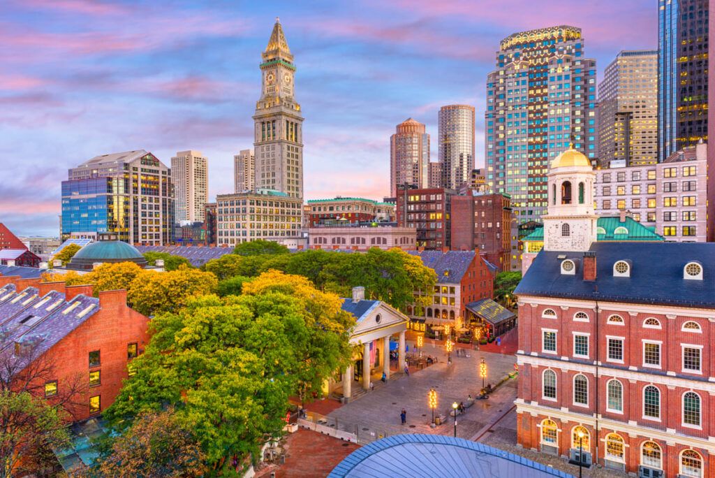 Imagem mostra a cidade de Boston no estado de Massachussets nos Estados Unidos