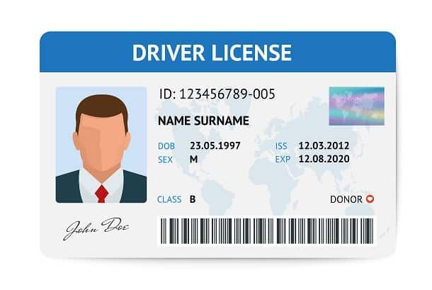 Modelo de Drive License, a carteira de motorista americana. Ela é bem parecida com a CNH brasileira e também serve como documento de identificação.