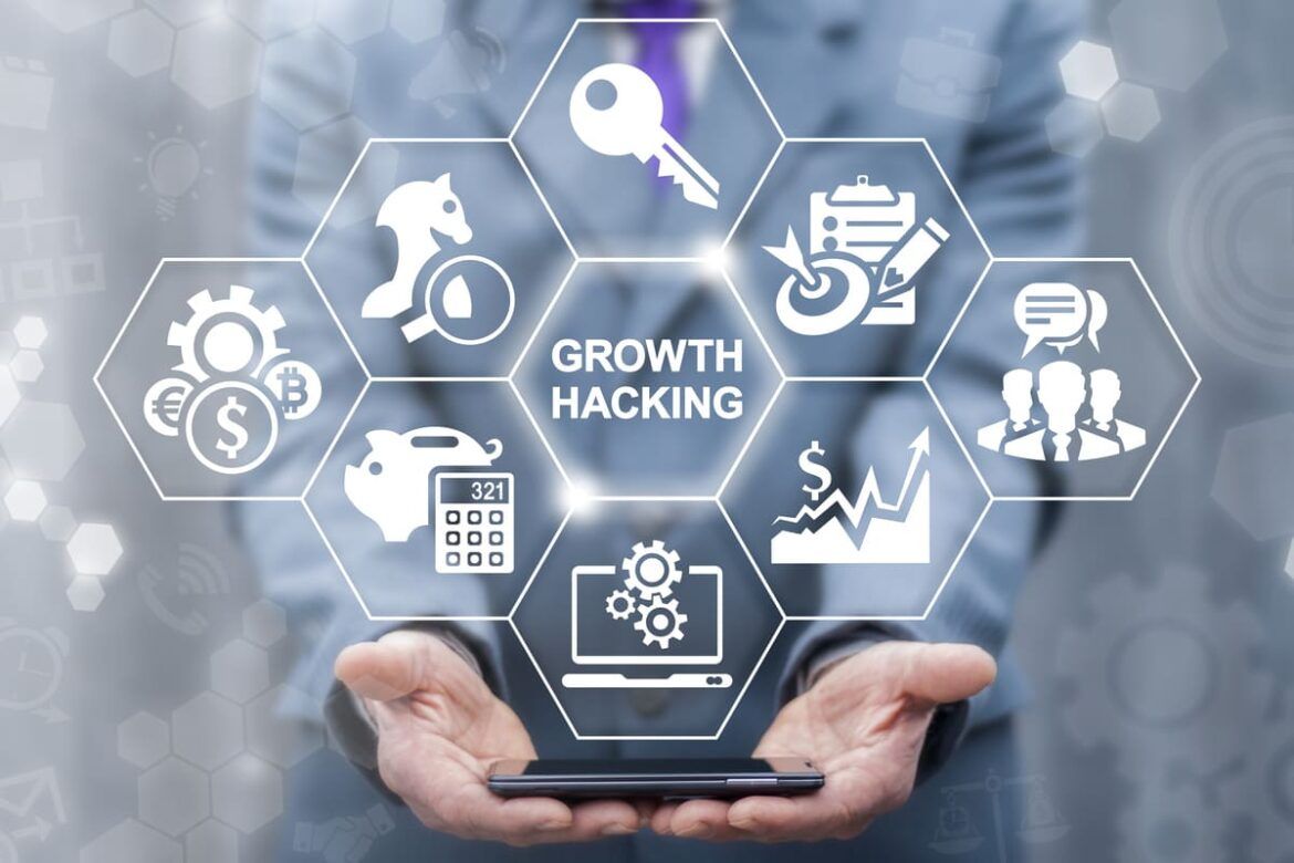 Ícones representando as estratégias de Growth Hacking.