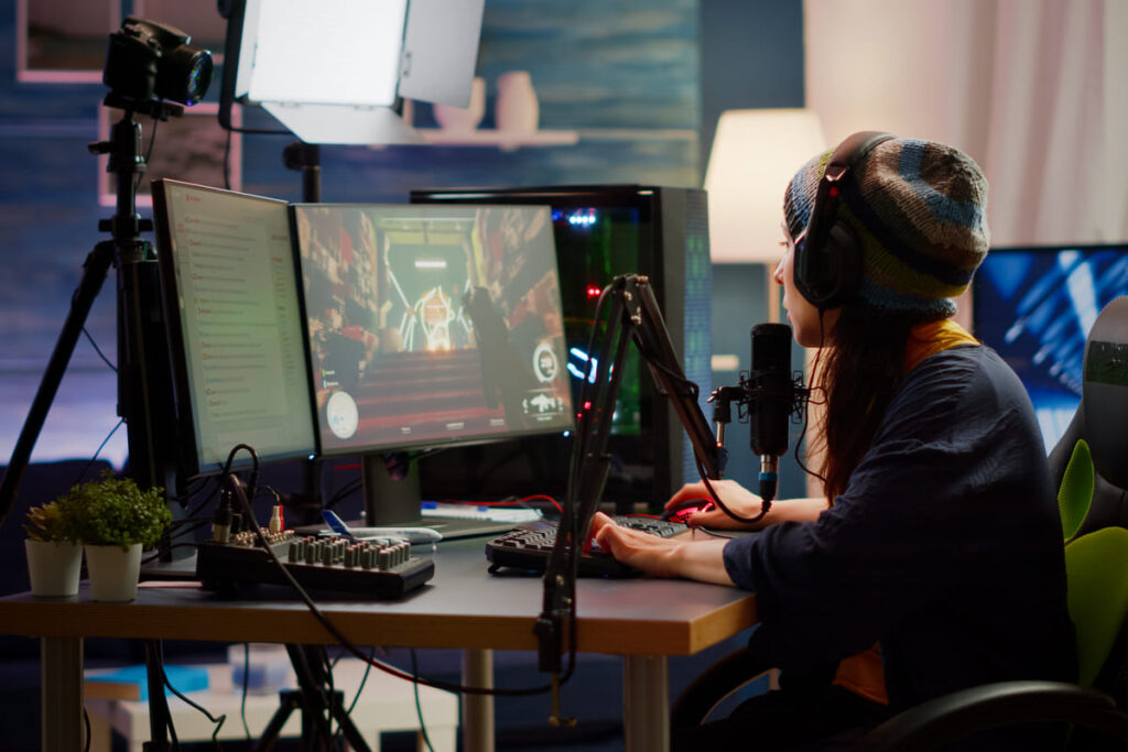 Streamer trabalhando