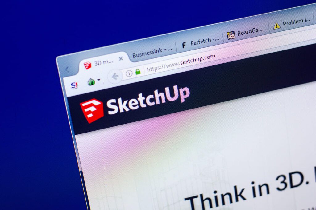 Site do SketchUp aberto em uma guia da internet.