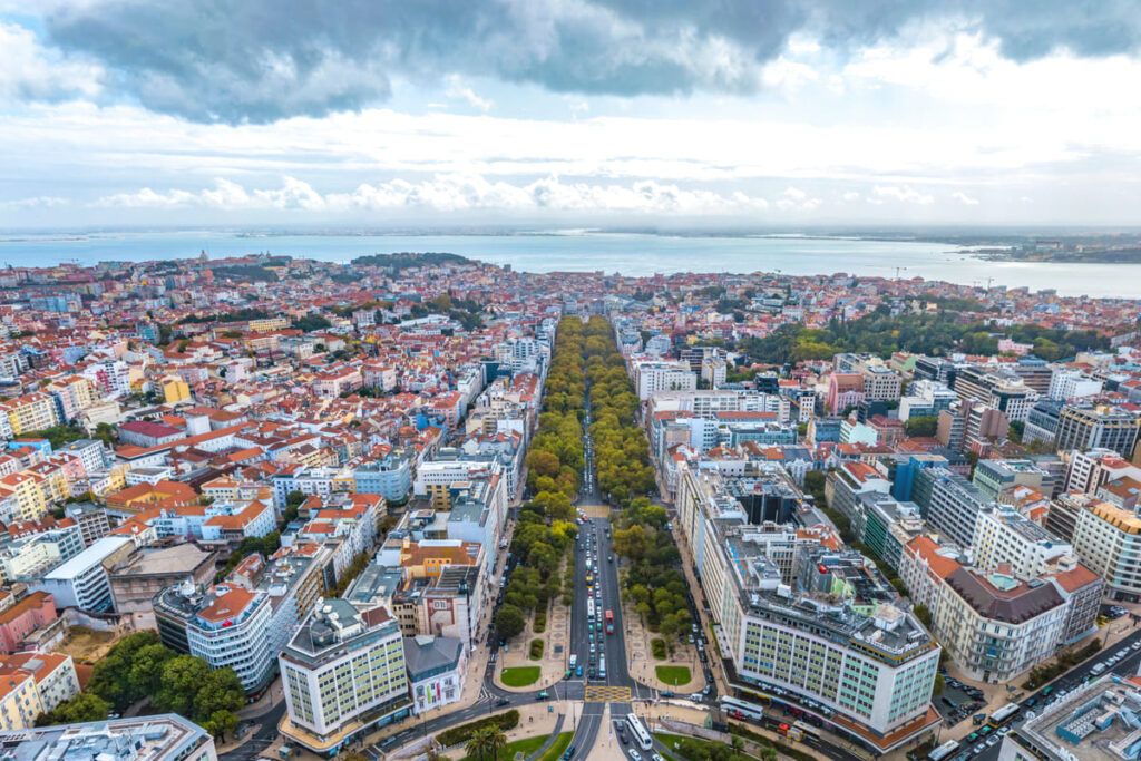 Vista aérea do centro da cidade de Lisboa.