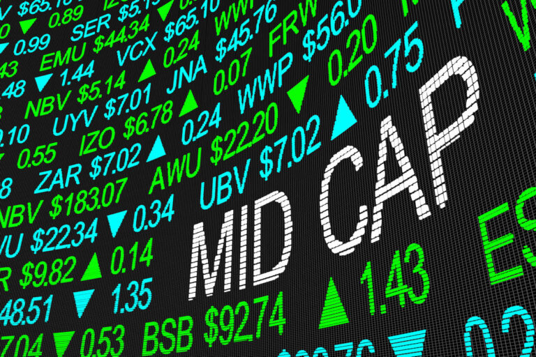 Gráfico com números de ações Mid Cap.