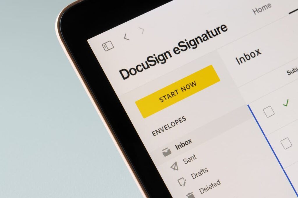 Imagem do aplicativo ensinando como usar DocuSign