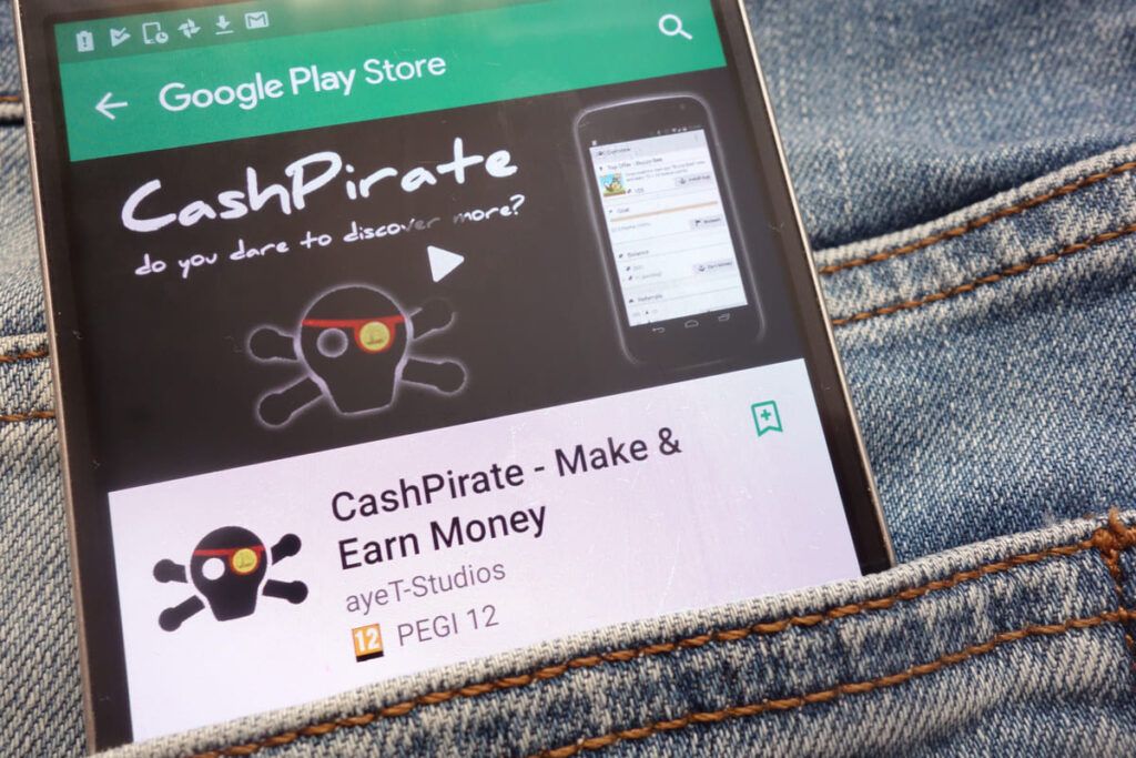 Aplicativo CashPirate aberto na Play Store.