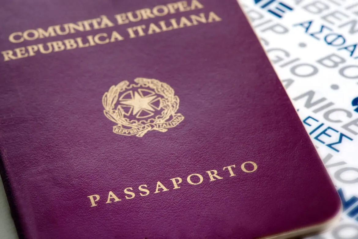 Passaporte da Itália para falar sobre cidadania italiana.
