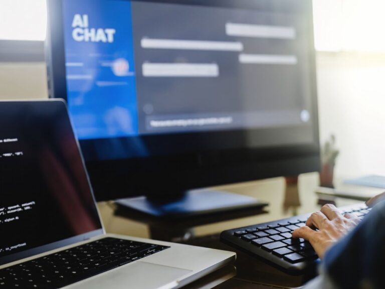 Homem testando sites concorrentes do ChatGPT