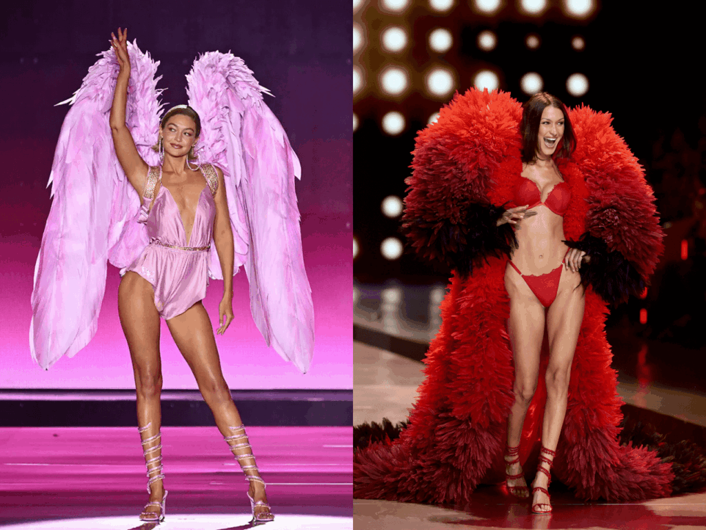 Gigi e Bella Hadid desfilando no Victoria’s Secret Fashion Show
