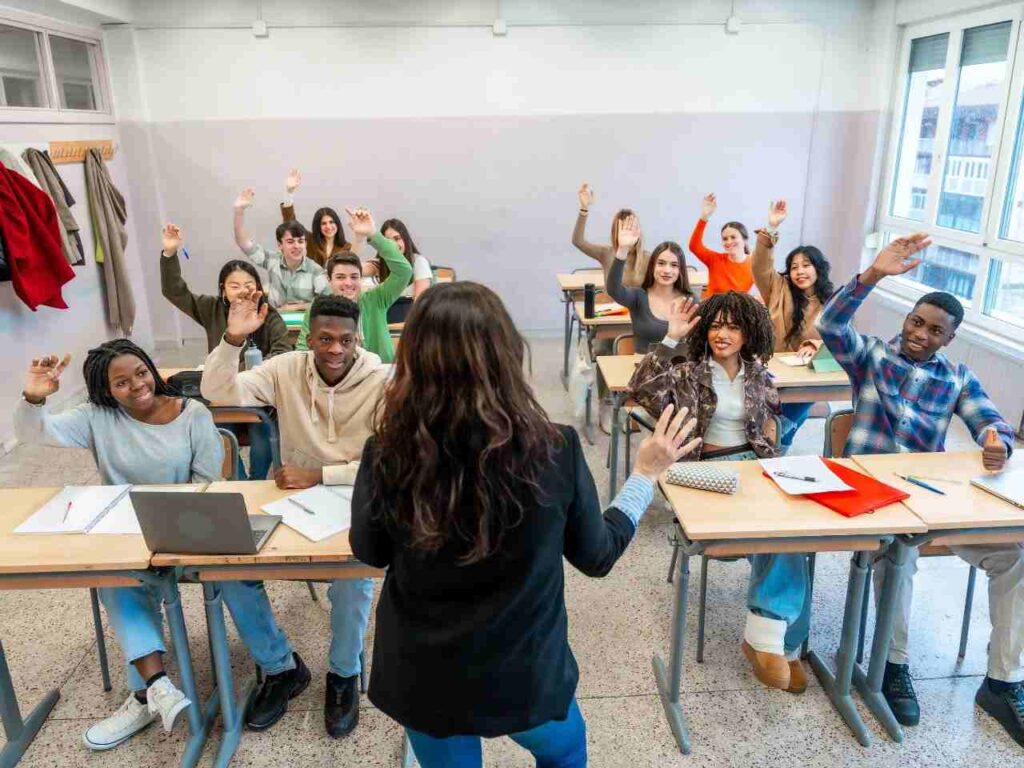 Alunos de intercâmbio nos EUA em sala de aula