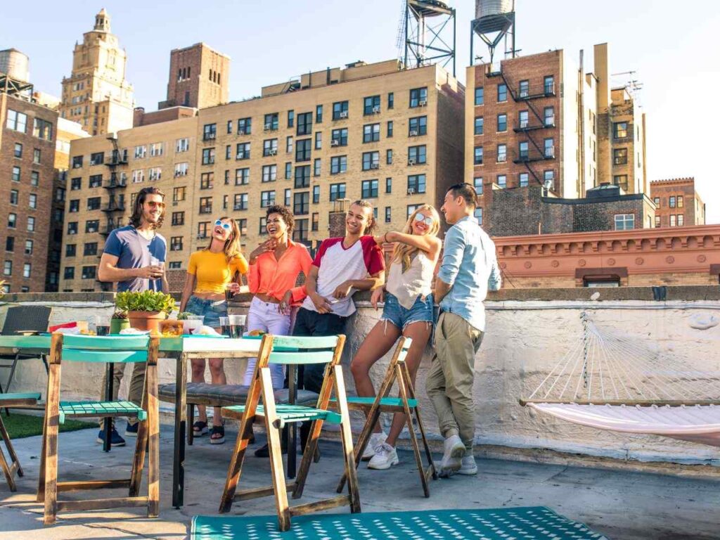 Grupo de amigos no Brooklyn.