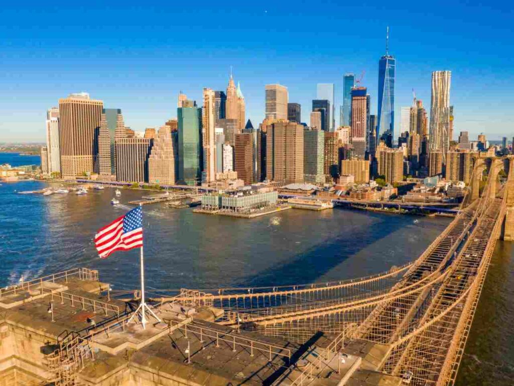 Visão aérea de Nova York uma das melhores cidades para fazer intercâmbio nos EUA