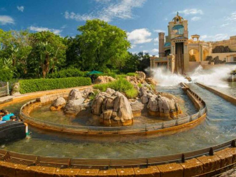 Pessoas se divertindo nos parques do SeaWorld em Orlando.