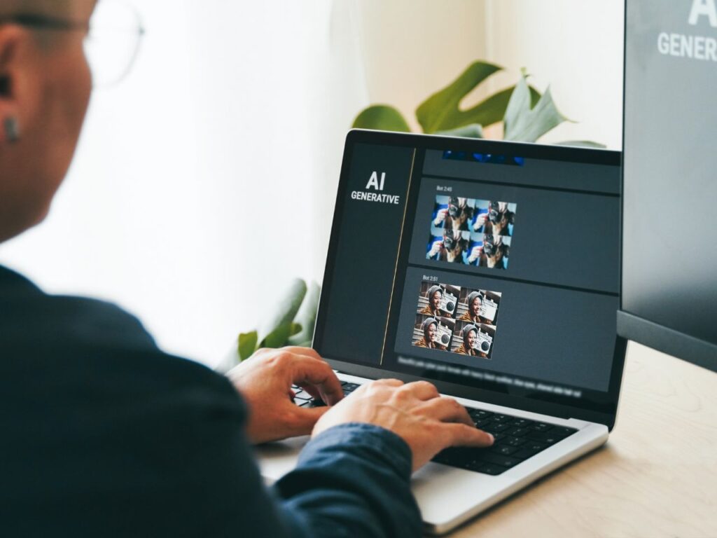 Homem criando imagens com ajuda da IA.