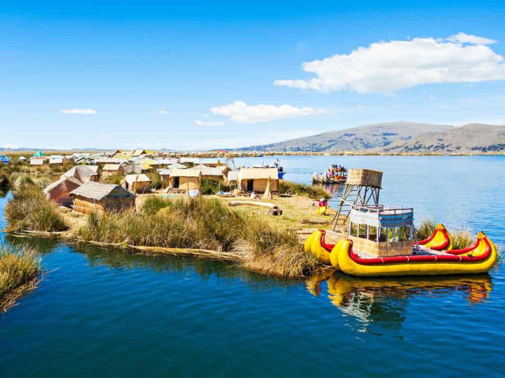 Visão aérea do Lago Titicaca, Peru