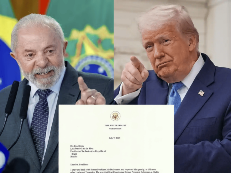Entenda a crise entre EUA e Brasil após Donald Trump impor uma taxa de 50% sobre produtos brasileiros em retaliação ao julgamento de Jair Bolsonaro.
