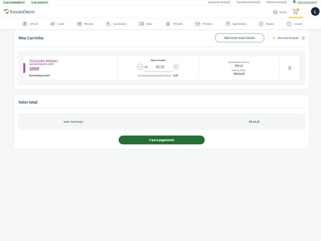 Terceiro passo para investir no Tesouro Renda+