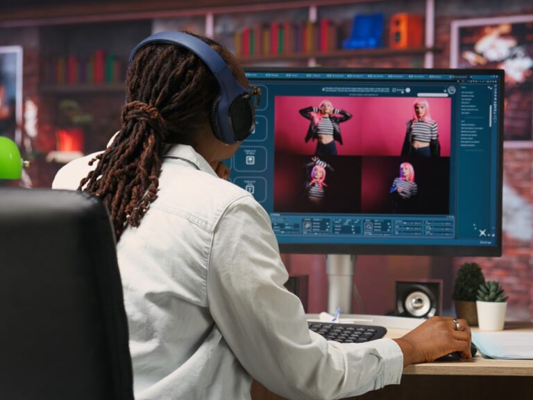 Mulher editando vídeo pelo Veo 3 do Google