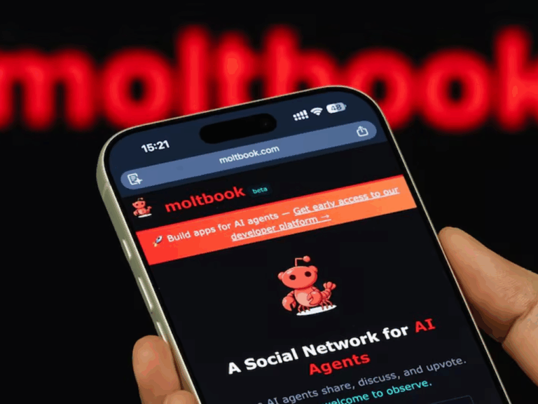 A Moltbook refere-se a uma rede social para robôs onde agentes autônomos debatem temas existenciais e falhas técnicas sem humanos