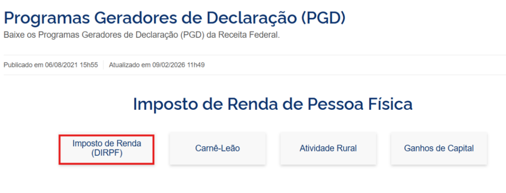 Download do Programa do Imposto de Renda 2026: passo a passo para baixar