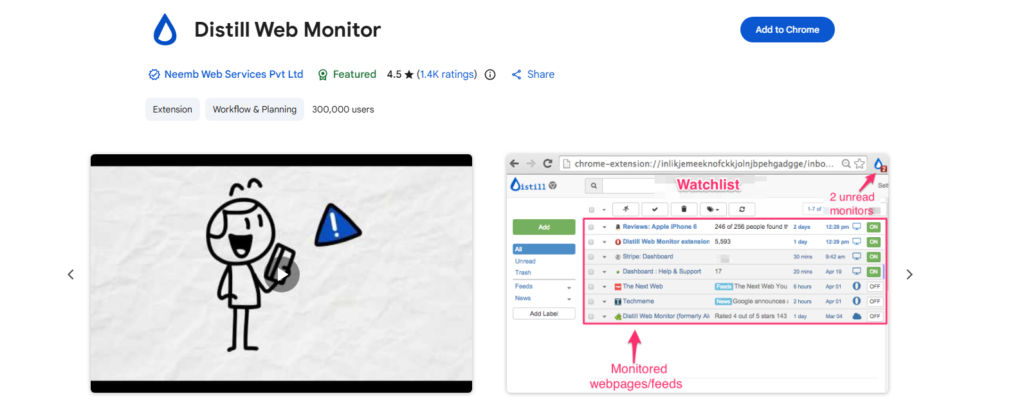 Extensão Distill Web Monitor para conseguir desistências de ingressos em tempo real