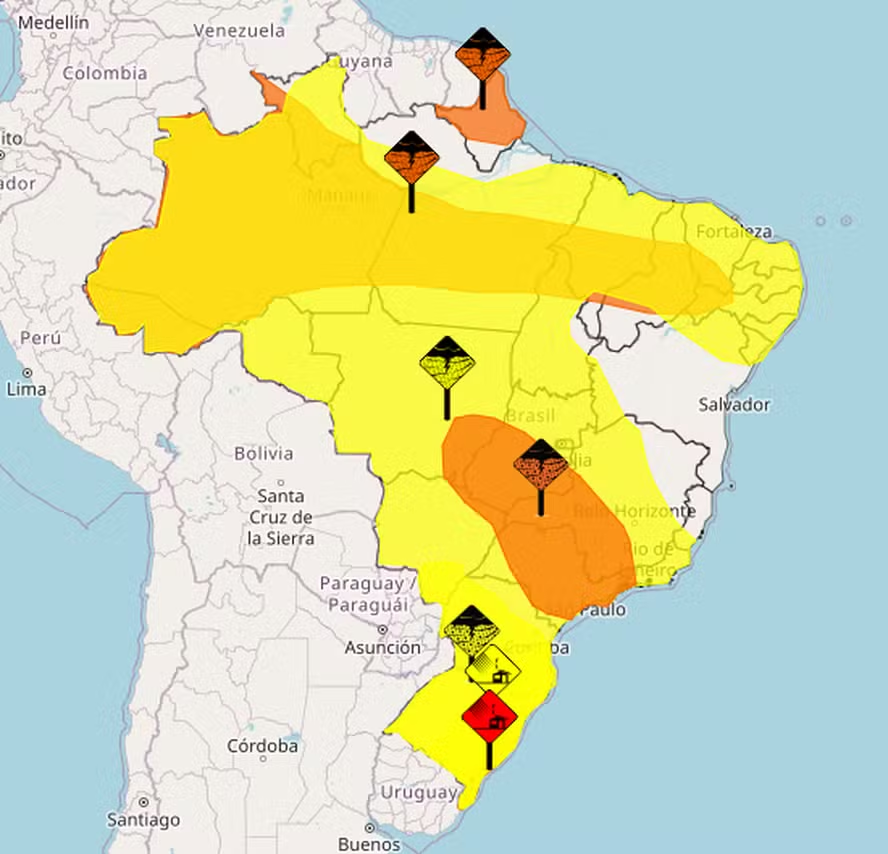 ciclone extratropical
Mapa de previsão com alerta (Foto: Reprodução/Inmet)