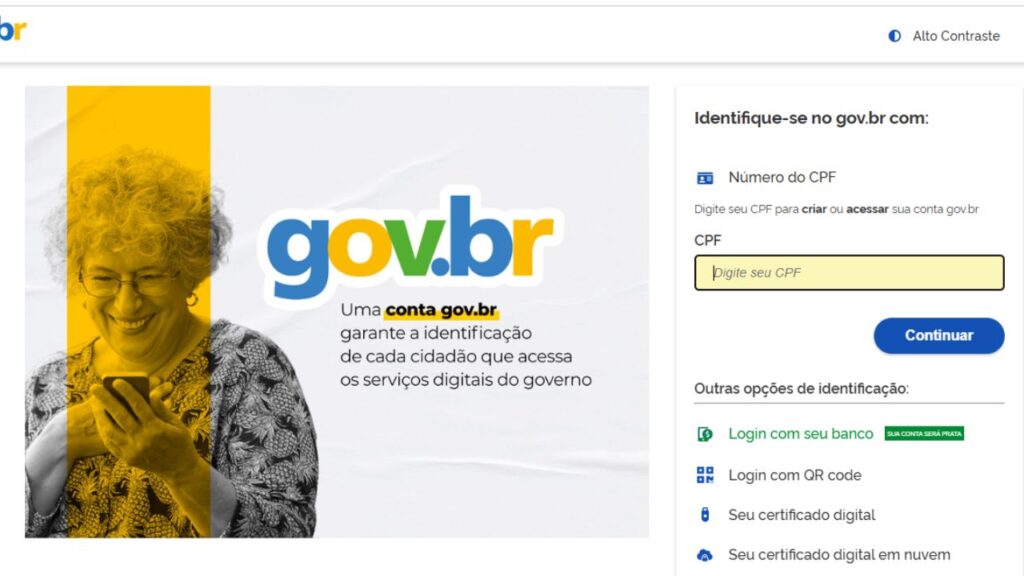 Página de login no gov.br