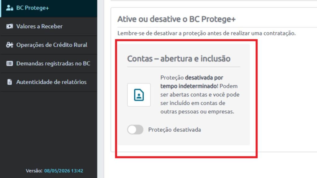 Página de acesso no BC Protege+