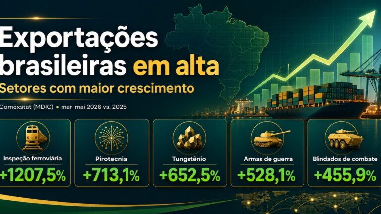 Crescimento das exportações brasileiras por setor